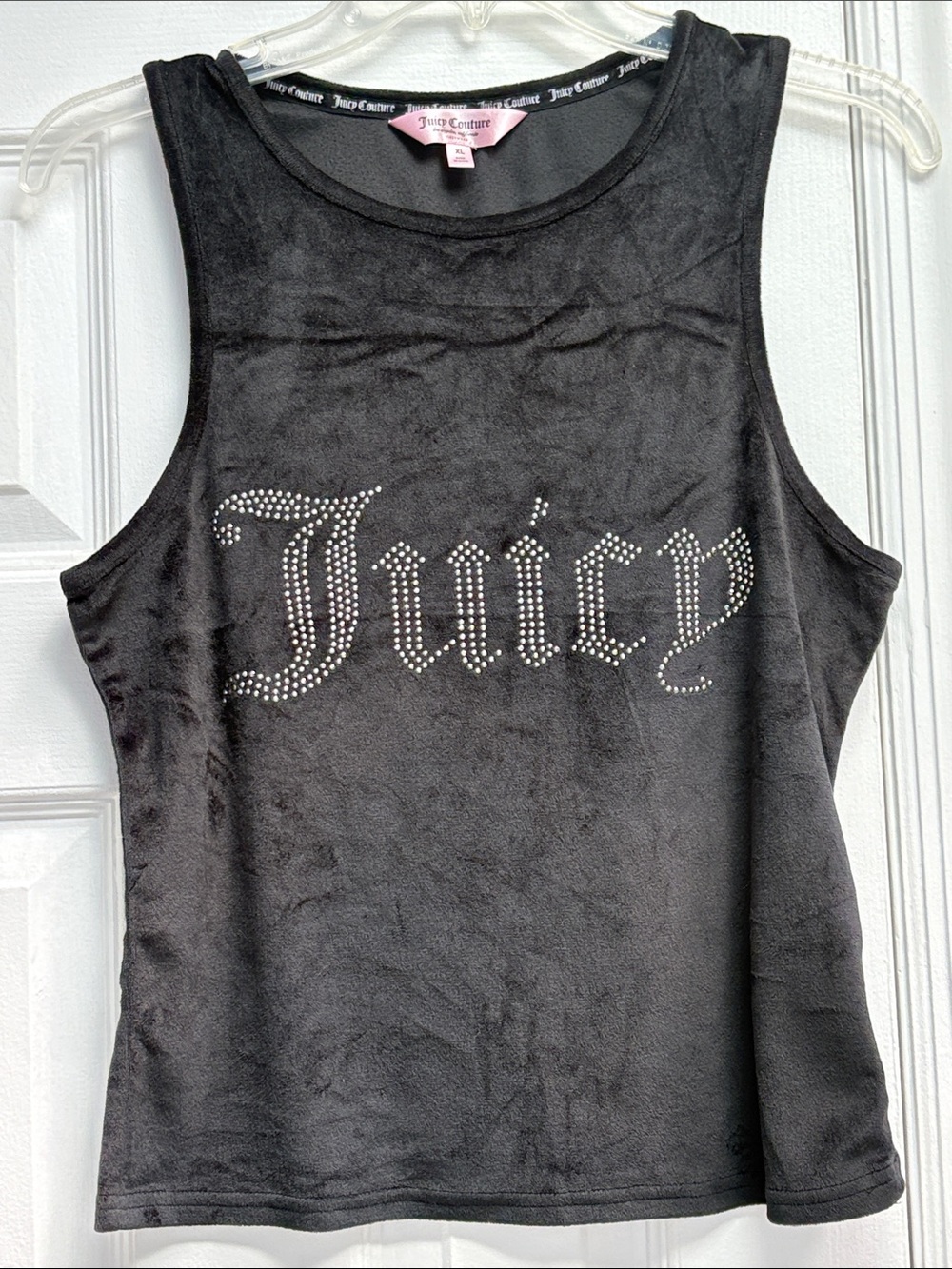 Juicy Couture Sleepwear Black Velour Tank Top Girls XL Fits Women's XS/S Y2K !